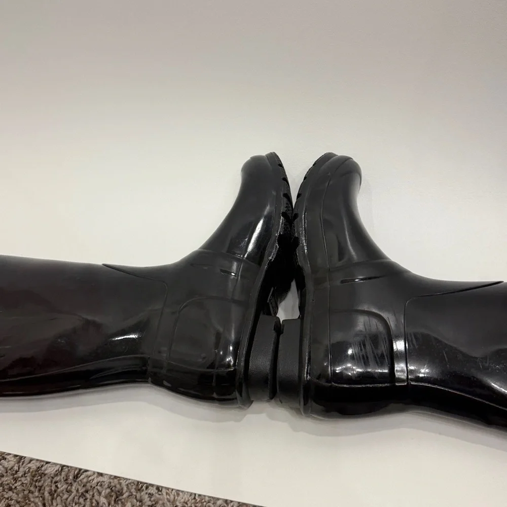 Hunter Boots Original Back Adjust Gloss tall black size Men’s 7 women’s 8.   .